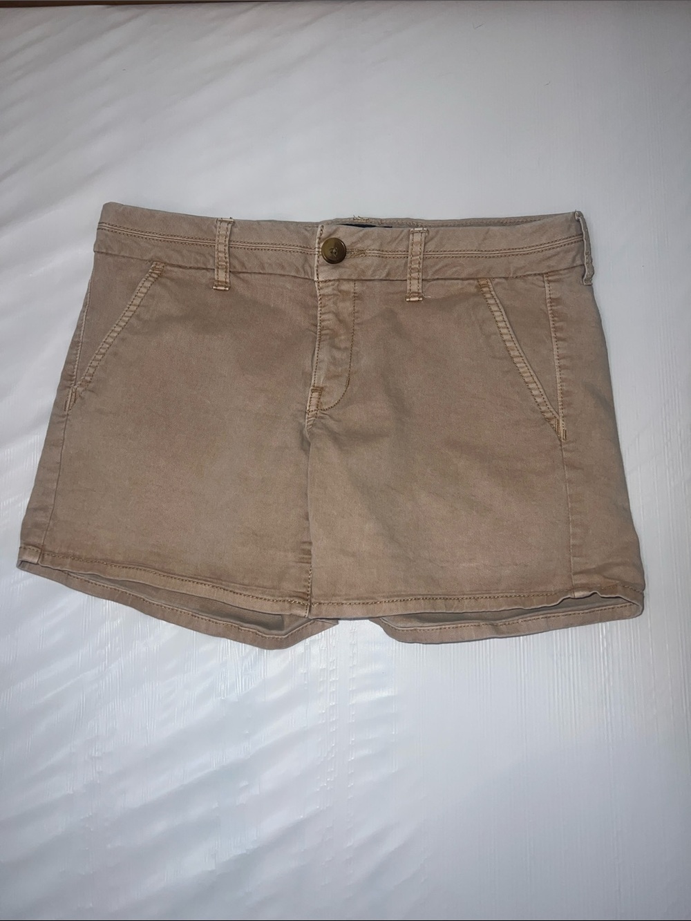 American Eagle Outfitters Womens Tan Cotton Midi Shorts